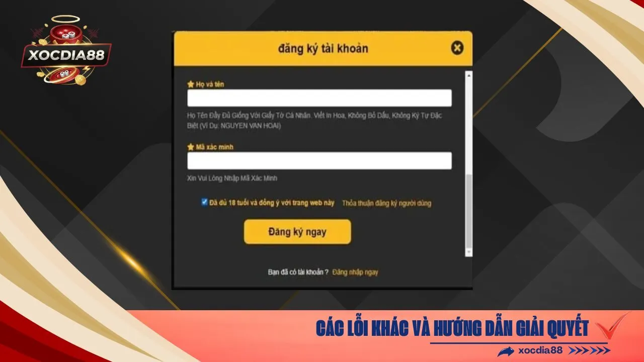 Các Lỗi Khác và Hướng Dẫn Giải Quyết